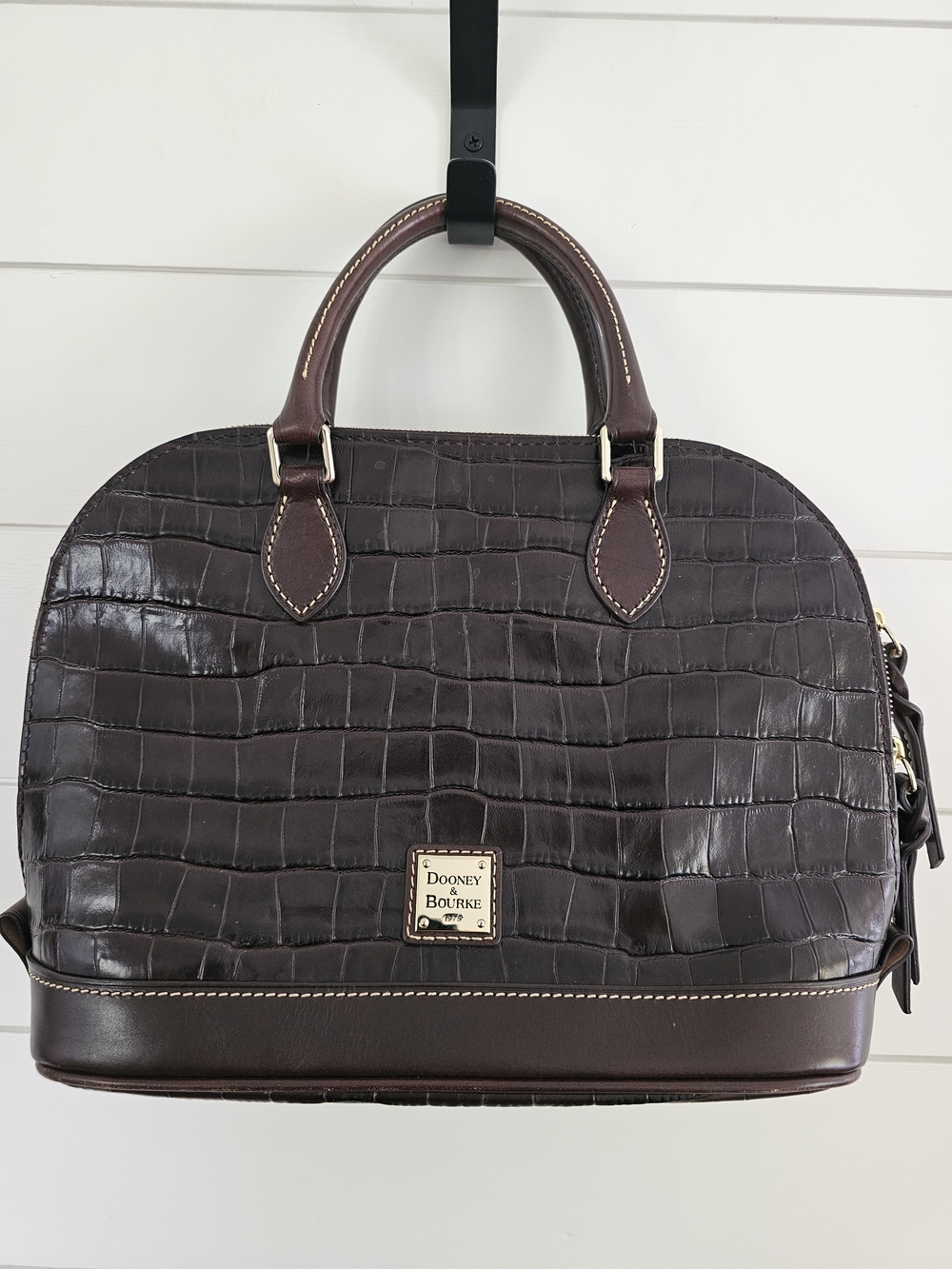 NWOT Dooney & Bourke Brown Croc-Embossed Leather Satchel